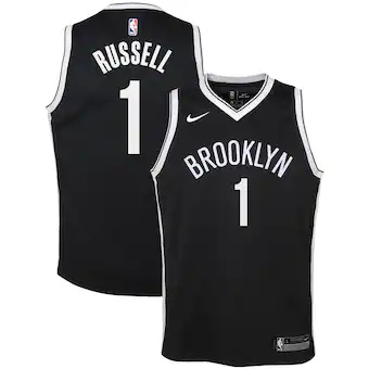 youth nike dangelo russell black brooklyn nets swingman jer-521